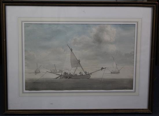 John Cleveley Jnr (1747-1786) Chasselis Point, Old Lisbon, 11.5 x 18.5in.